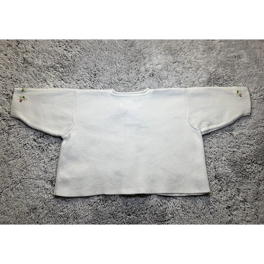 Vtg Gymboree 1998 Rainbow Tag‎ Floral Embroidered White Cardigan Sweater 0-3m